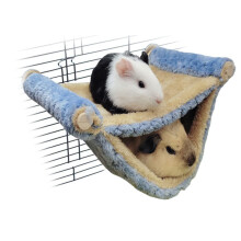 Small Animal Hammock 2Layer Cozy Flannel Hanging Bed for Guinea Pigs Rats Chinchillas Blue