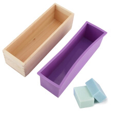Large Silicone Soap Loaf Mold 1200ml with Wooden Box for Baking and DIY Soap Making