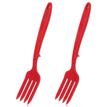Silicone Cooking Fork 2 Pack 11.8 Inch Heat Resistant Nonstick Kitchen Utensil for Mixing and Baking Red