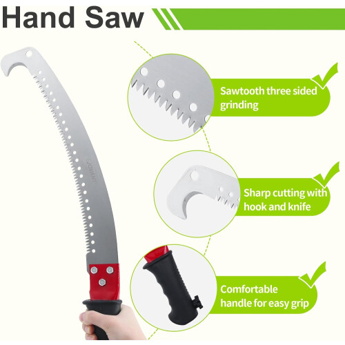 Pruning Saw for Telescopic Pole with Lightweight Grip and Rust Resistant Tree Branch Cutting 2