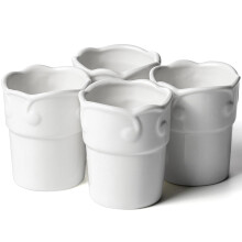 Ceramic Egg Cups Set of 4 White Porcelain Holders with Elegant Cloud Embossed Design