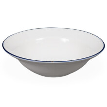 18 oz Tin White and Blue Porcelain Dinner Bowl for Entrée Serving, Portion Control Size