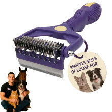 TripleSided Pet Grooming Brush and Dog Cat Dematting Comb for LongHaired DoubleCoated Pets