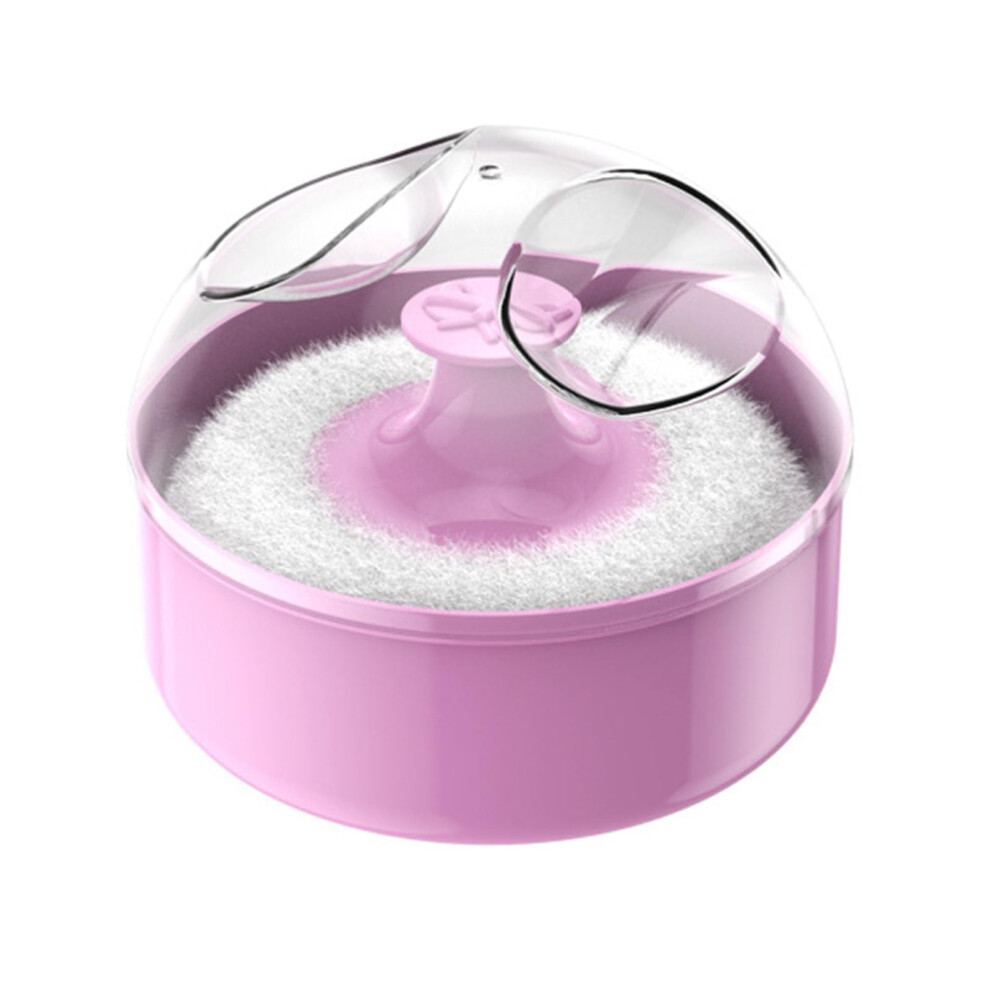 Baby Powder Puff With Container, Ultrasoft Wool Infant Applicator For Gentle Skin Care, Pink