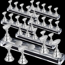 6 Sets Magnetic Nail Practice Stand Acrylic Nail Display Holder for DIY Manicure Salon Silver