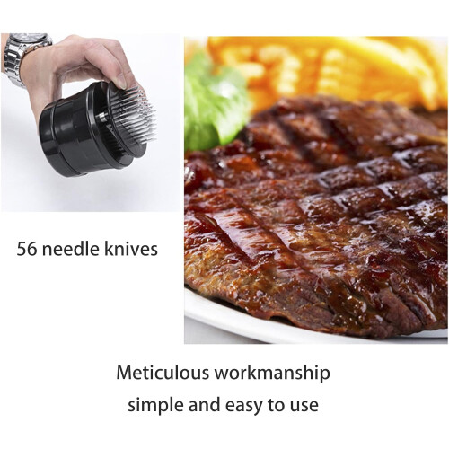 Meat Tenderizer with 56 Needle Blades Stainless Steel Beef Tenderizer Tool Black Handle 1