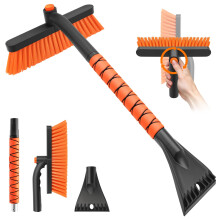 2 in 1 Snow Brush and Ice Scraper for Car Windshield with Rotatable Head and EVA Foam Grip, Orange