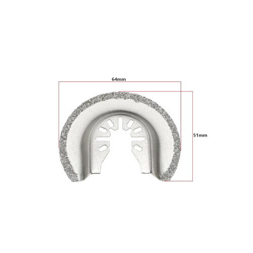 Oscillating Tool Grout Removal Blade 2Pcs 64mm Diamond Grit Half Circle for Bosch Dewalt Multi Tool 2