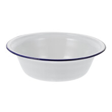 Large Vintage Enamel Serving Bowl with Classic Rolled Rim and Deep SpillResistant Design