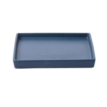 Small Blue Square Ceramic Plant Saucer Flower Pot Drip Tray for Indoor Outdoor Water Drainage