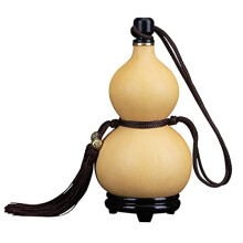 Natural Dried Gourd Water Bottle with Lid, Leakproof Beeswax Coating, 500ml Handmade Chinese Pumpkin Design