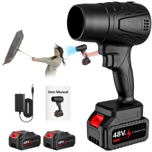 Cordless Leaf Blower 21V Speed Turbo Power with Dual LiIon Batteries Fast Charger for Yard Home