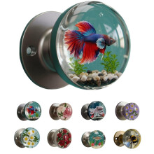 Decorative Door Handles with Vintage Floral Resin and Animal Crystal Knobs for Home Furniture