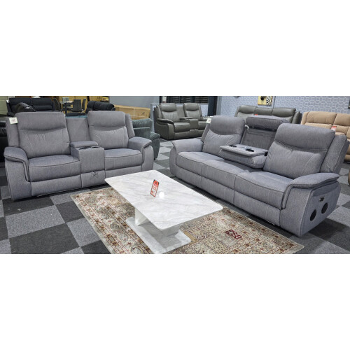 Parada 3 + 2 OTE Fabric Grey Electric Recliner Set 1