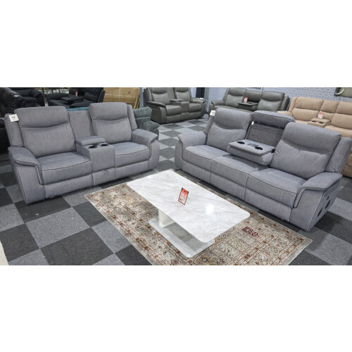 Parada 3 + 2 OTE Fabric Grey Electric Recliner Set 2