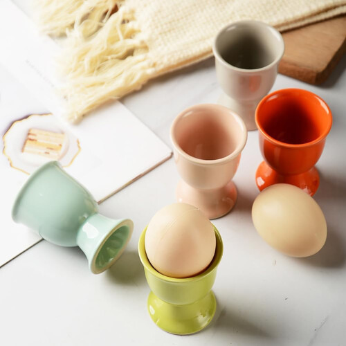 Ceramic Egg Cups Set of 2 White Egg Holders with Stable NonSlip Base for Breakfast 2