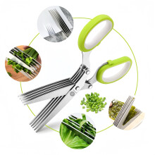 5 Blade Herb Scissors Multipurpose Stainless Steel Kitchen Shears for Fast Salad and Vegetable Cutting