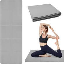 TPE Yoga Mat Foldable NonSlip Waterproof Travel Mat for Pilates Workout 72x24x0.2 inch Grey