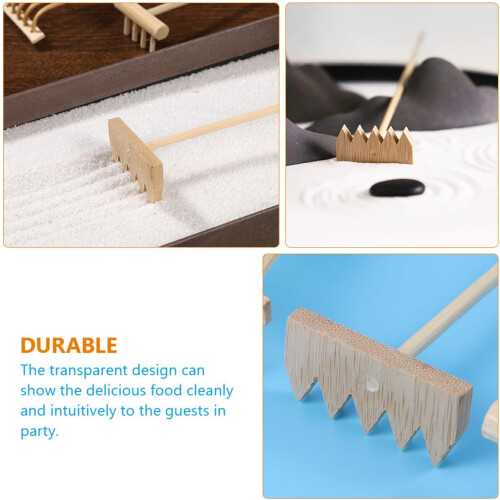 4Pcs Bamboo Mini Sand Rake Set for Zen Garden Decoration with Precise Pattern Shaping 2