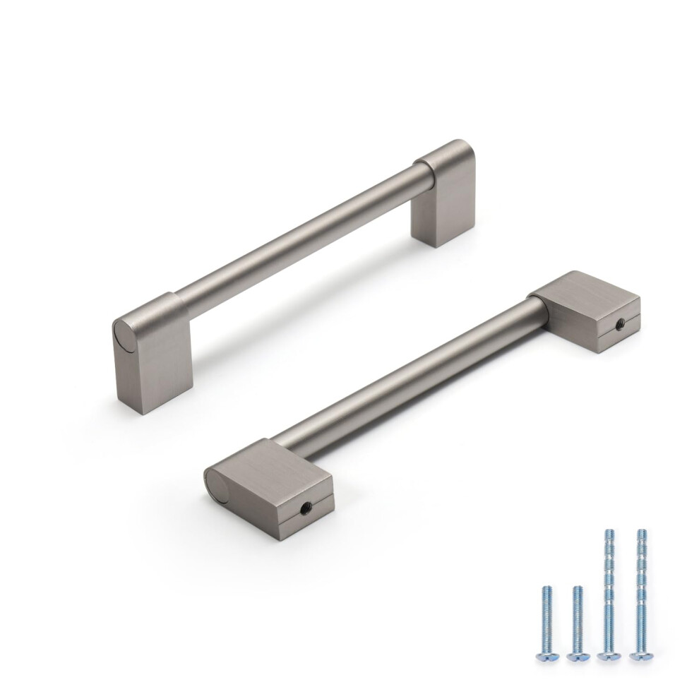 6 Pack 5 Inch Brushed Nickel Cabinet Pull Handles, 128Mm Hole Center Kitchen Drawer Hardware 9053599023661