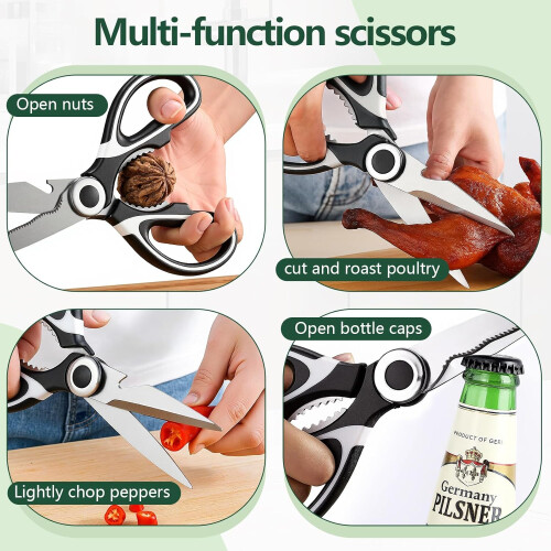 Kitchen Shears Set HeavyDuty Stainless Steel with Protective Sheath and Soft Grip, 2 Pack 1
