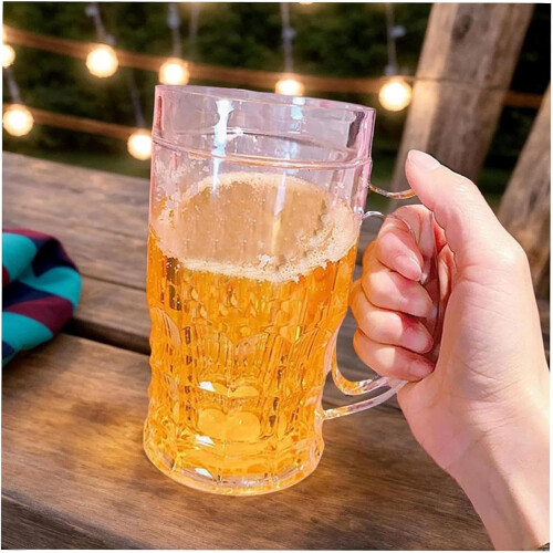 450ml Shatterproof Plastic Beer Mug with Wide Handle, Funny Double Layer Stein for Parties 1