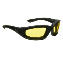 Motorcycle Riding Glasses with Yellow Lenses UV Protection Adjustable Fit Black Frame