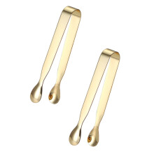 Stainless Steel and Gold Plated Ice and Sugar Tongs 2pcs with Non‑Slip Grip for Bar and Dessert