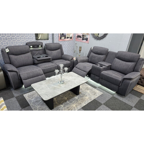 Parada 3 + 2 OTE Fabric Grey Electric Recliner Set