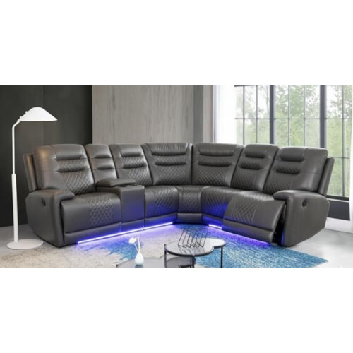 Oxford Electric Corner Recliner Sofa  Black/ Grey 2