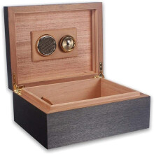 Cigar Humidor with Cedar Wood Lining, Elegant Patina Finish, Compact Classic Desktop Cabinet