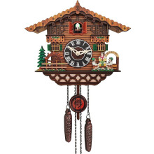 Vintage Wooden Cuckoo Clock with Pendulum, Black Forest Style Wall Clock for Living Room Rc02