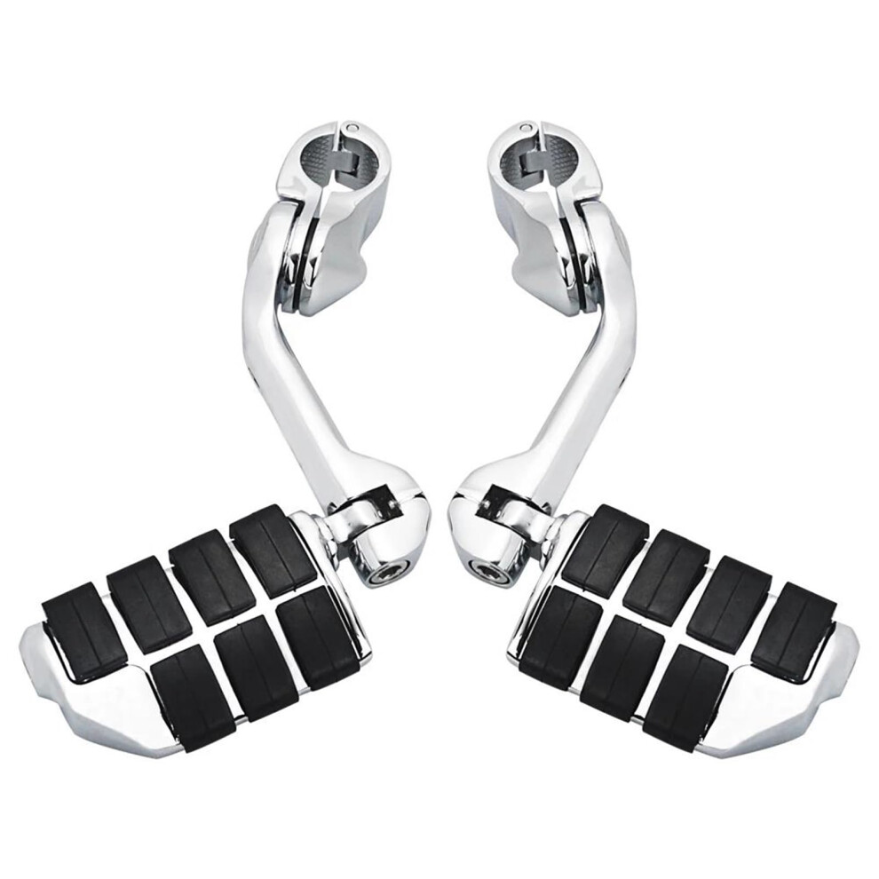 Chrome Motorcycle Foot Pegs Footrest For Harley Sportster Softail Fxst With Rubber Grip 9053599025504