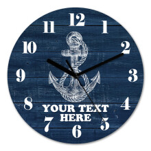 Custom Vintage Wooden Wall Clock with Photo, Silent NonTicking Anchor Design, Battery Operated