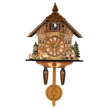 Vintage Wooden Pendulum Wall Clock with Large EasyRead Arabic Numerals for Bedroom Decor