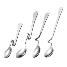 Stainless Steel S Shaped Hanging Coffee Tea Spoon Set, Curved Handle, Versatile Kitchen Tool