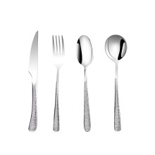 Silverware Set for 4, 16 Piece Flatware Set 18/8 Stainless Steel, Textured Handles, Mirror Polished Cutlery for Home and Wedding