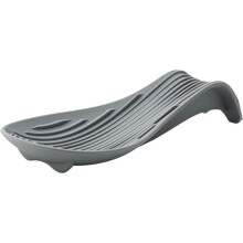 Silicone Spoon Rest with Drip Channel, Wave Design Utensil Holder for Stove , Heat Resistant BPA (Gray)