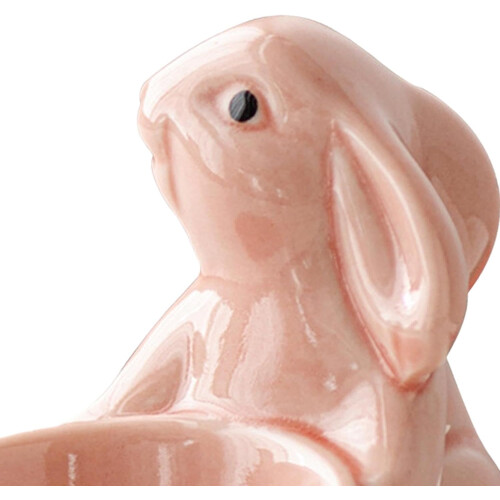 Ceramic Egg Cup for Soft Boiled Eggs with Easter Bunny Design, Pink Porcelain Stand for Breakfast 2