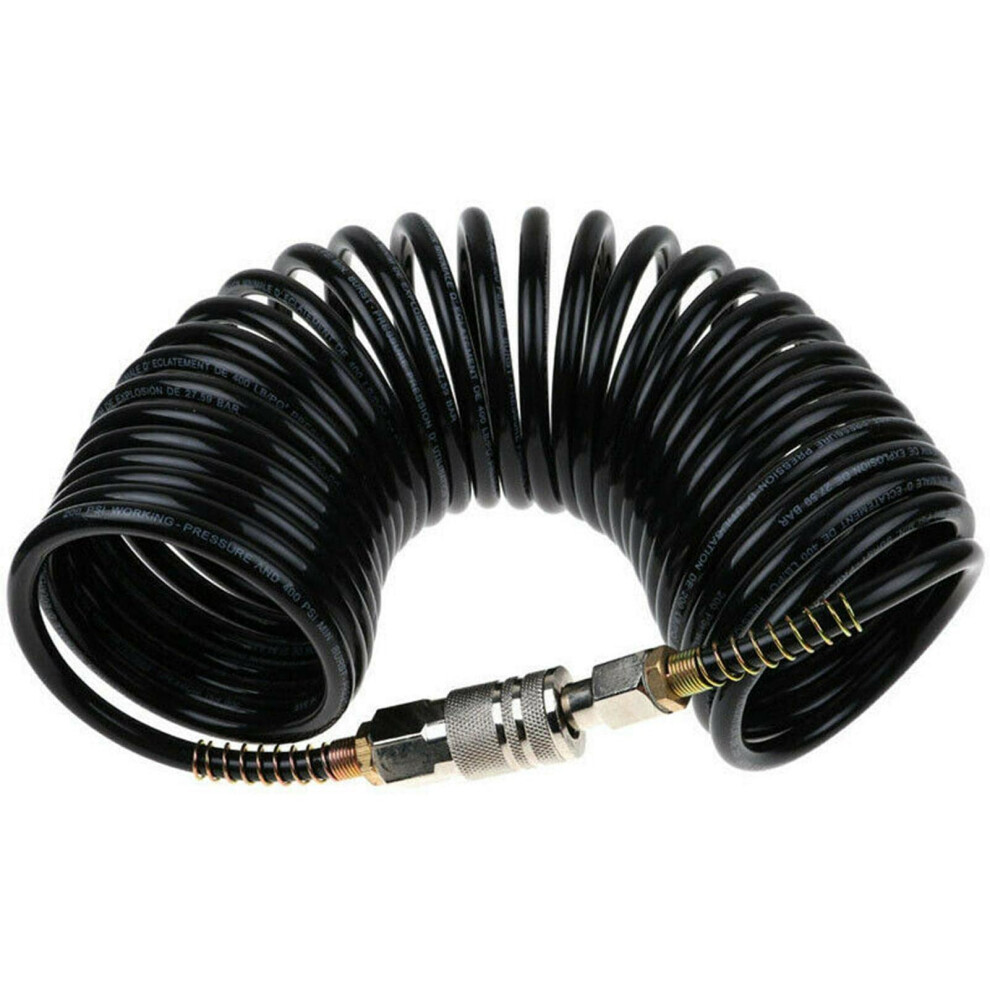 25Ft Coiled Air Compressor Hose With Quick Coupler And Bend Restrictor For Air Tools 9455672691772