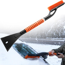 27 Inch Car Snow Brush and Ice Scraper with Ergonomic Foam Grip, Detachable Extra Reach Design