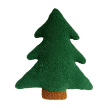 Christmas Tree Pillow Soft Velvet Festive Tree Shape Decorative Cushion for Couch Sofa Bed 30cm Green