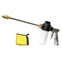 Pressure Car Wash Foam Gun with Soap Dispenser, Heavy Duty Metal Garden Hose Nozzle and Towel