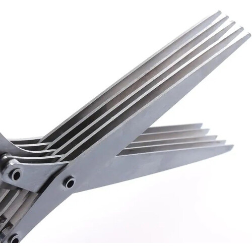 Kitchen Scissors with 5 Layer Sharp Stainless Steel Blades and Ergonomic Green Handle for Herbs 1