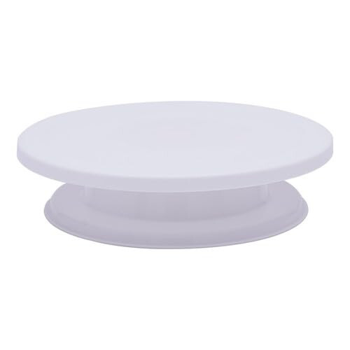 Large Cake Turntable with Smooth 360 Rotation, 10.8' Surface, Durable White Decorating Stand