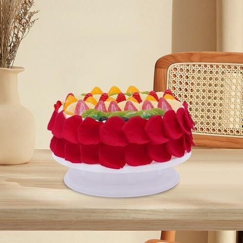 Large Cake Turntable with Smooth 360 Rotation, 10.8' Surface, Durable White Decorating Stand 1