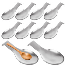 10PCS Large Stainless Steel Spoon Rest 3.8x10in Metal Utensil Holder for Kitchen Counter and Stove , Dishwasher Safe