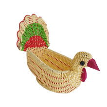 Woven Turkey Shape Fruit Basket Rattan Snacks Holder Decorative Serving Basket for Kitchen Counter