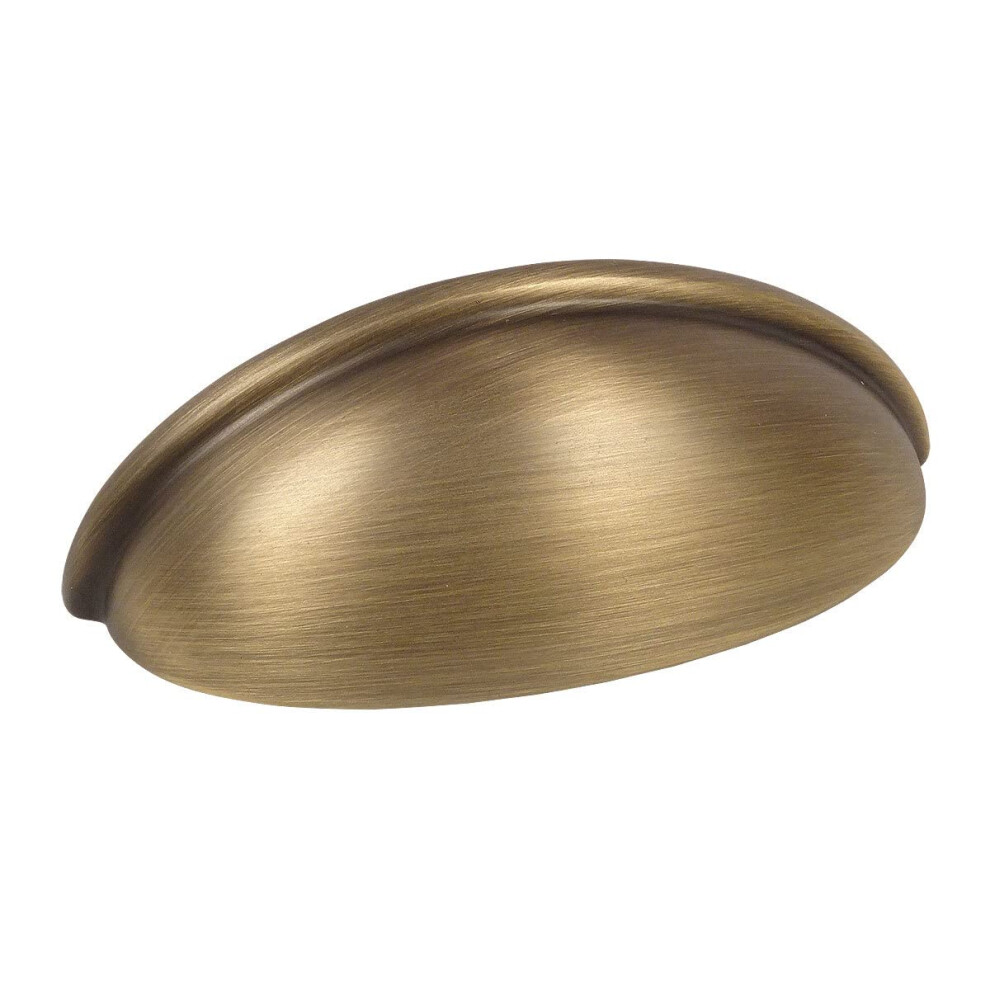 5 Pack Brushed Antique Brass Cabinet Cup Pulls 3 Inch Hole Centers Drawer Handles 9113335566347