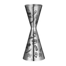 Japanese Style Double Cocktail Jigger Dual Capacity Stainless Steel with Skull Rose Design